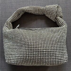 Elegant Silver Crystal-Embellished Women's Bag